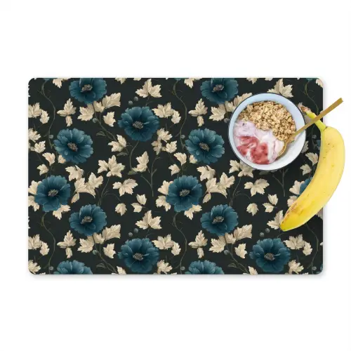 Botanisch - Bloemen - Blauw Placemat vinyl groot 368 -zzzproduct_Kitchenyeah-website