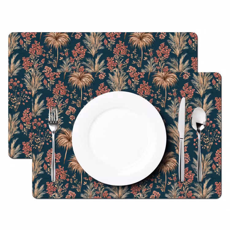 Botanisch - Patroon - Blauw Placemat vinyl groot 368 -zzsfeer2_Kitchenyeah-website