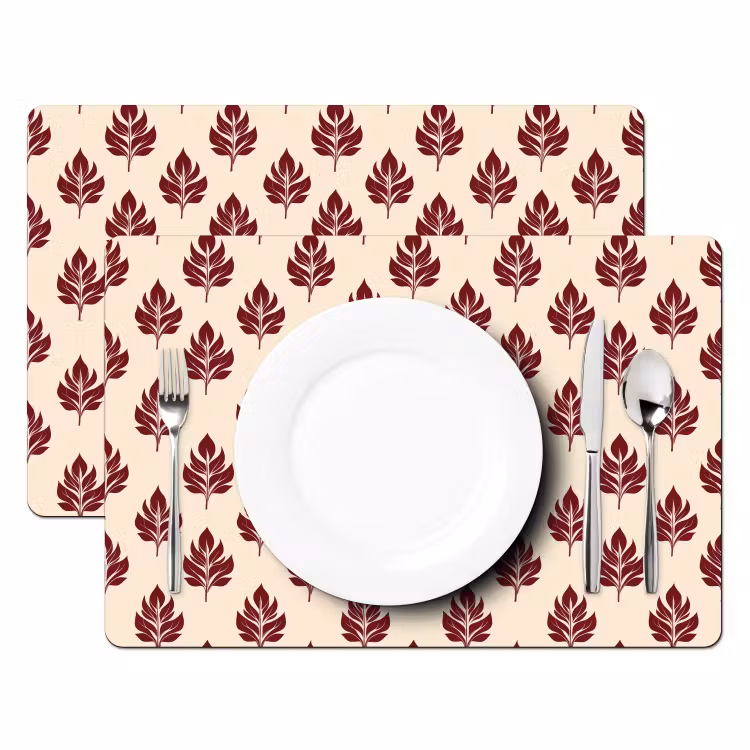 Botanisch - Patroon - Bordeaux Placemat vinyl groot 368 -zzsfeer2_Kitchenyeah-website