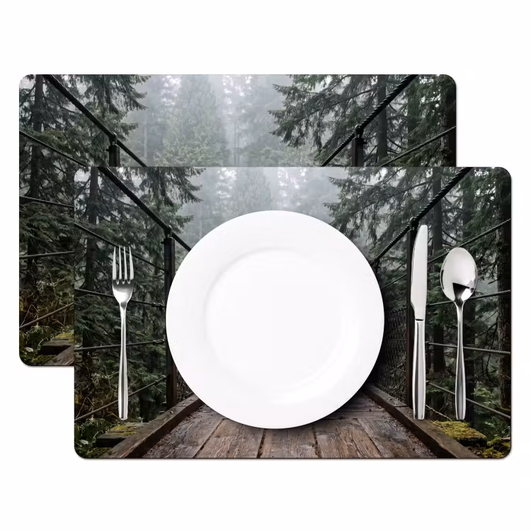 Brug - Bos - Mist - Natuur Placemat vinyl groot -zzsfeer2_Kitchenyeah-website
