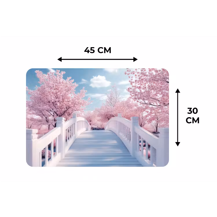 Brug - Kersenbomen - Wit Placemat vinyl groot -specs