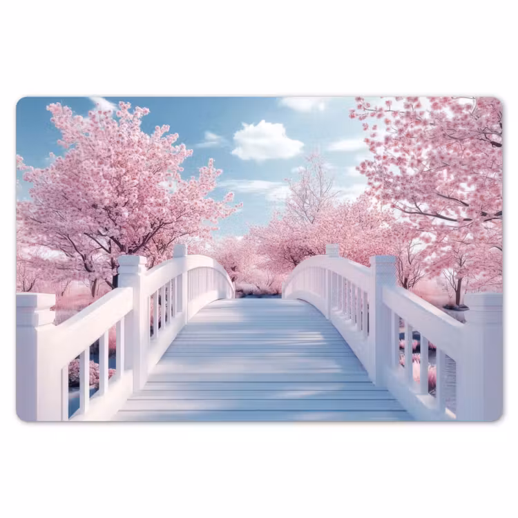Brug - Kersenbomen - Wit Placemat vinyl groot -zzsfeer1_Kitchenyeah-website
