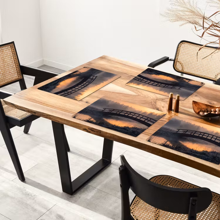 Brug - Mist - Bomen - Water Placemat vinyl groot -zzsfeer4_Kitchenyeah-website