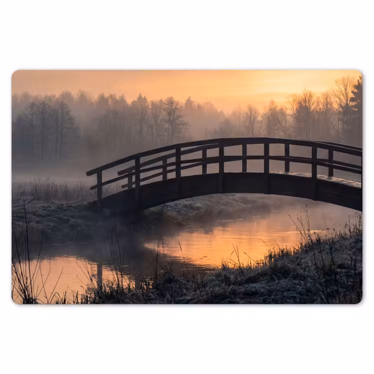 Brug - Mist - Bomen - Water Placemat vinyl groot -zzsfeer1_Kitchenyeah-website