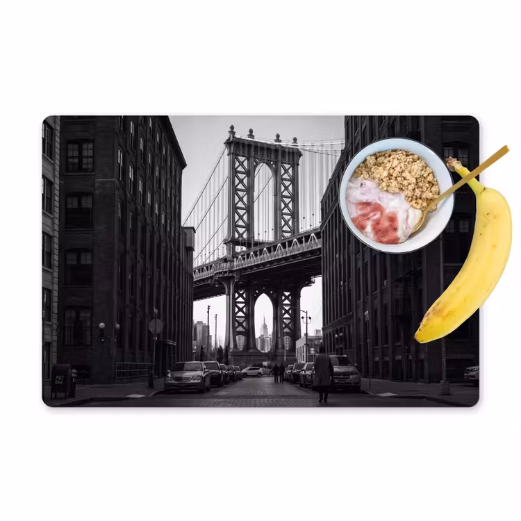Brug - Stad - Architectuur - Modern - Zwart-wit Placemat vinyl groot -zzzproduct_Kitchenyeah-website
