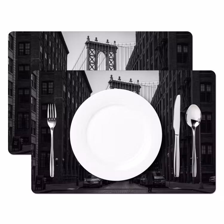 Brug - Stad - Architectuur - Modern - Zwart-wit Placemat vinyl groot -zzsfeer2_Kitchenyeah-website