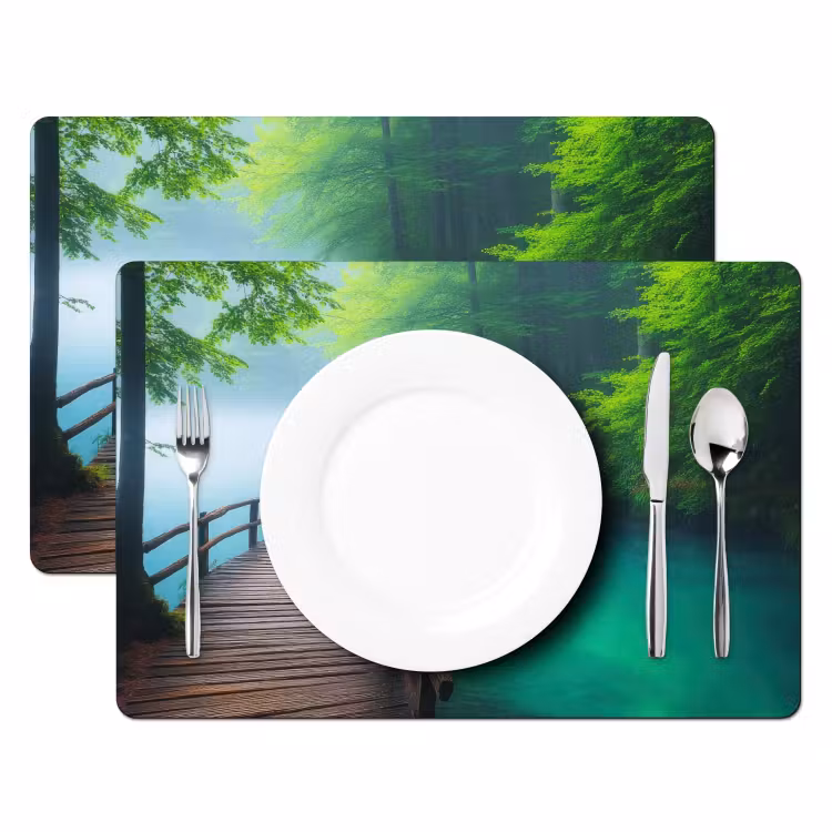 Brug - Water - Rivier - Bos Placemat vinyl groot -zzsfeer2_Kitchenyeah-website