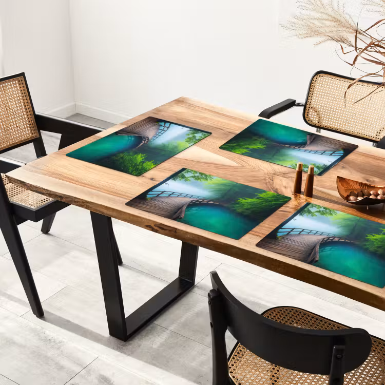Brug - Water - Rivier - Bos Placemat vinyl groot -zzsfeer4_Kitchenyeah-website