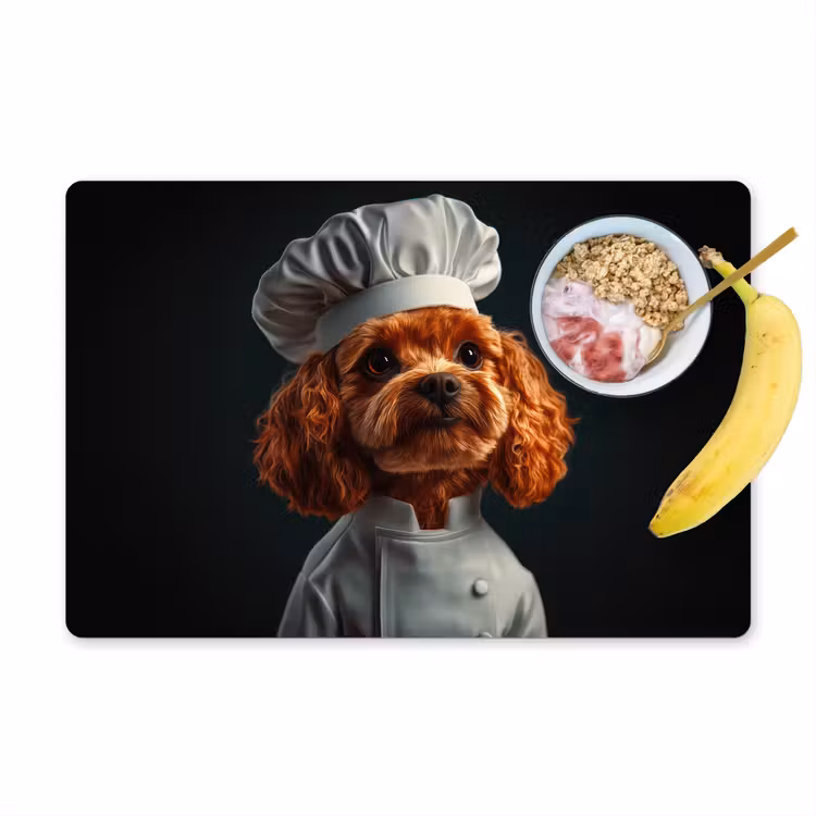 Bruin - Kok - Hondje Placemat vinyl groot -zzzproduct_Kitchenyeah-website