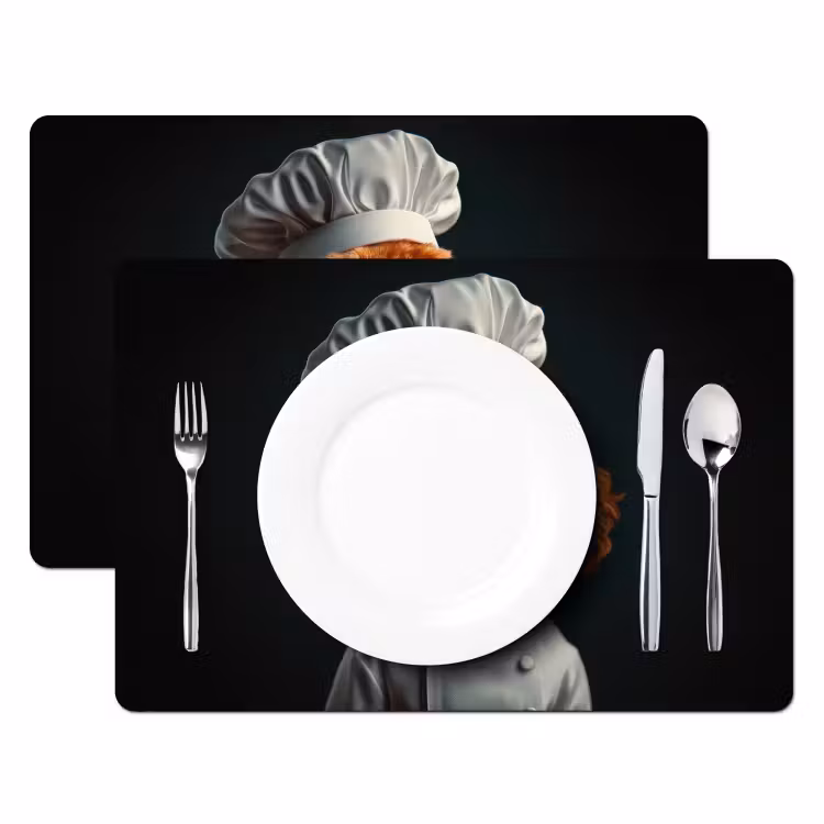 Bruin - Kok - Hondje Placemat vinyl groot -zzsfeer2_Kitchenyeah-website