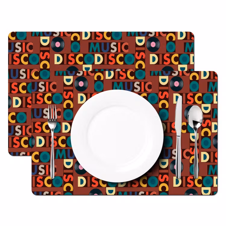 Bruin - Retro - Disco - Patroon Placemat vinyl groot 368 -zzsfeer2_Kitchenyeah-website