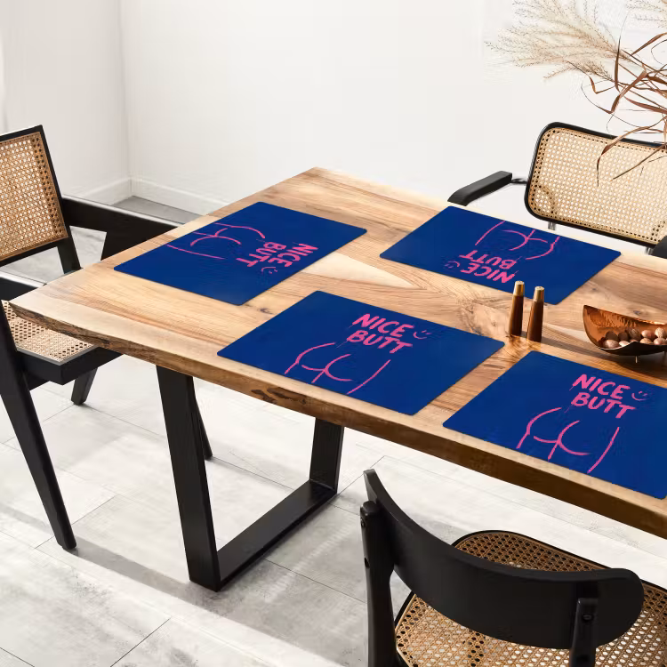 Brutaal - Grappig - Blauw Placemat vinyl groot -zzsfeer4_Kitchenyeah-website