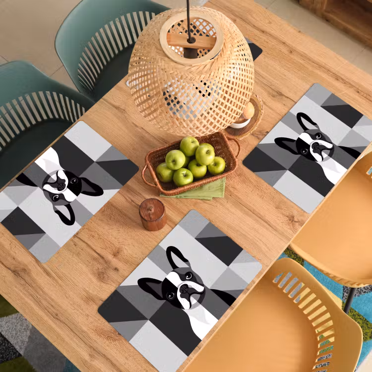 Buldog - Zwart - Abstract - Vlakken Placemat vinyl groot -zzsfeer5_Kitchenyeah-website