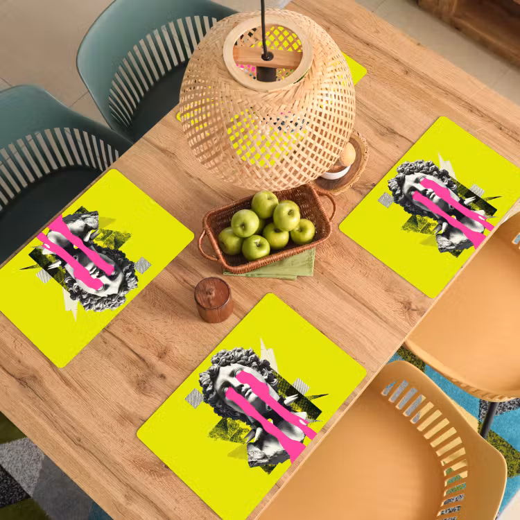 Buste - Verf - Geel Placemat vinyl groot -zzsfeer5_Kitchenyeah-website