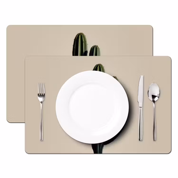 Cactus - Subtiel - Groen Placemat vinyl groot -zzsfeer2_Kitchenyeah-website