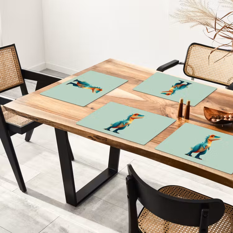 Cartoon - Dino - Oranje - Stekels Placemat vinyl groot -zzsfeer4_Kitchenyeah-website