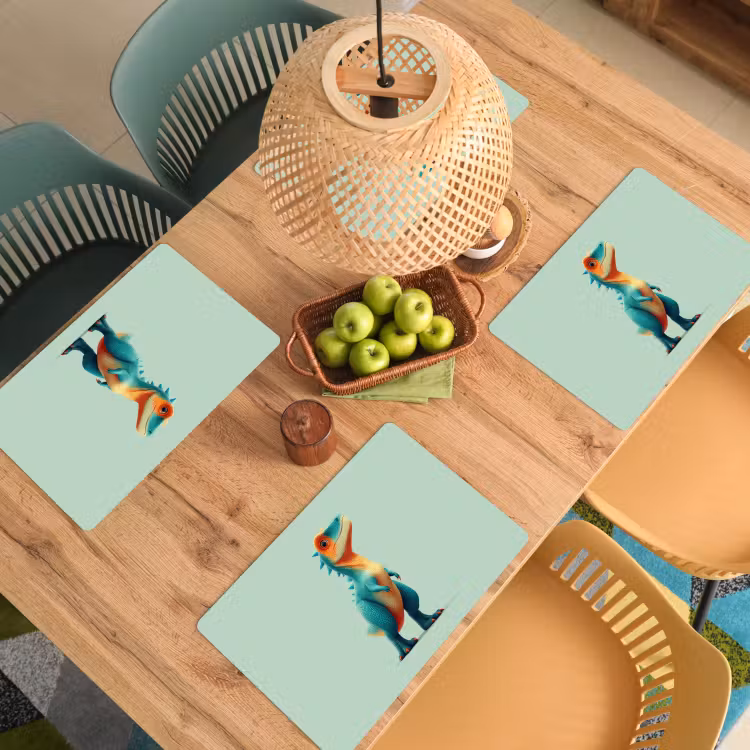 Cartoon - Dino - Oranje - Stekels Placemat vinyl groot -zzsfeer5_Kitchenyeah-website