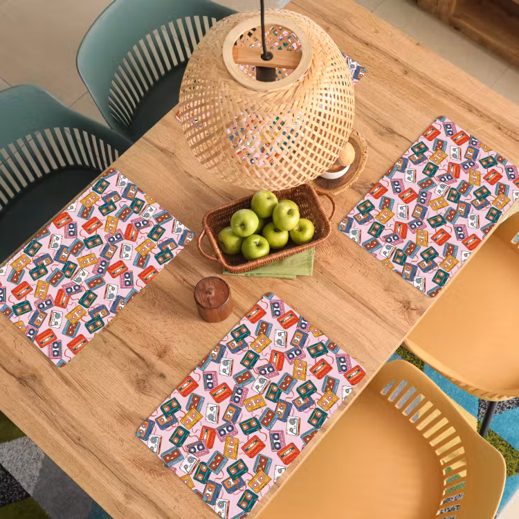 Cassette - Patroon - Roze Placemat vinyl groot 368 -zzsfeer5_Kitchenyeah-website