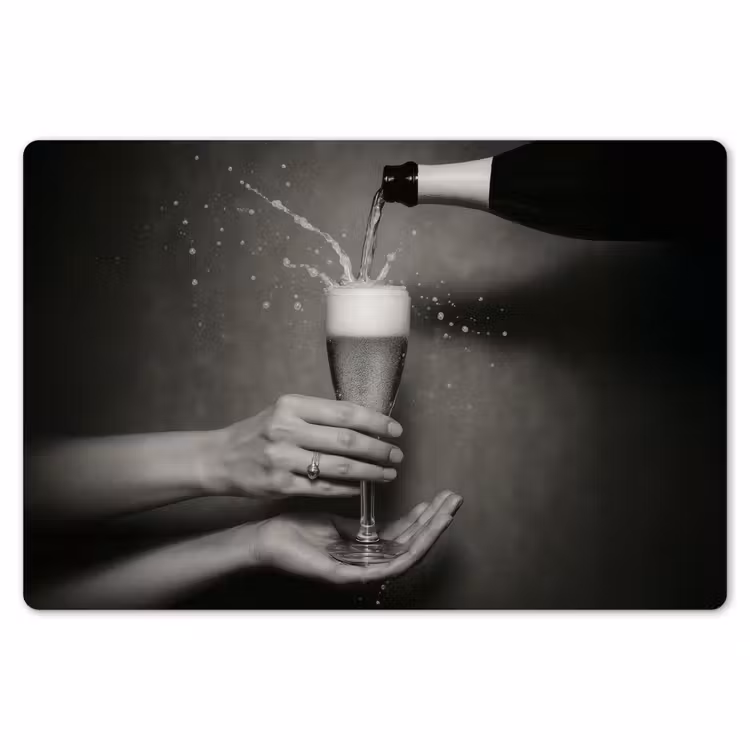 Champagnefles - Glas - Minimalistisch - Spetters Placemat vinyl groot -zzsfeer1_Kitchenyeah-website