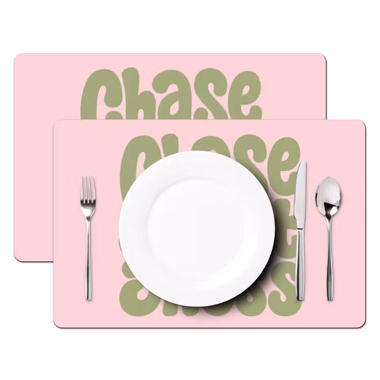 Chase greatness - Groen - Roze - Retro Placemat vinyl groot -zzsfeer2_Kitchenyeah-website