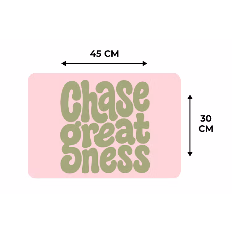 Chase greatness - Groen - Roze - Retro Placemat vinyl groot -specs
