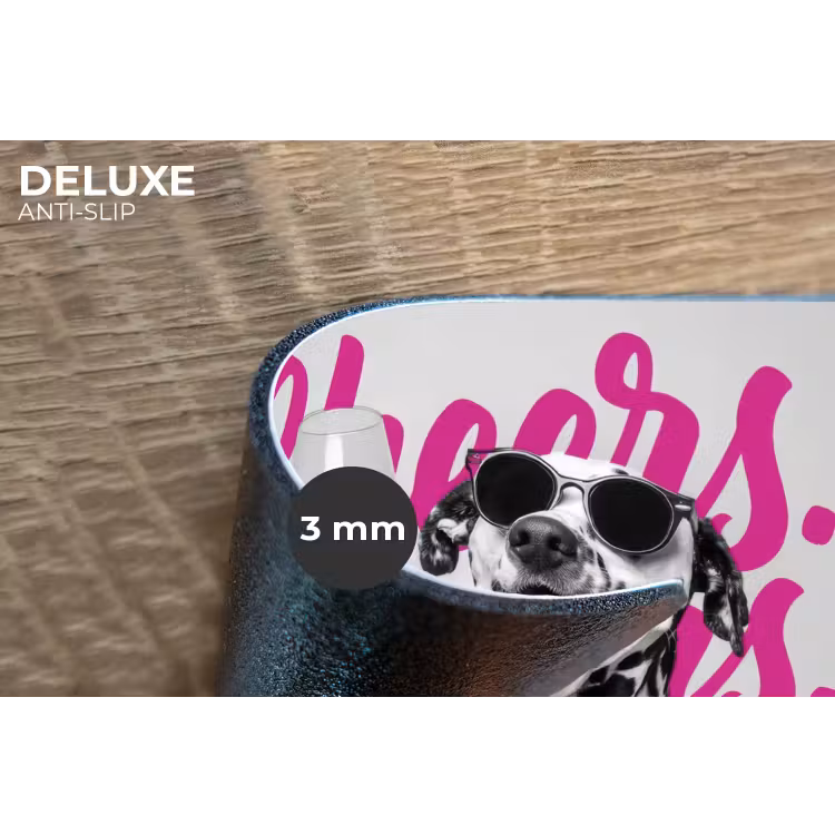 Cheers - Hond - Roze - Wijn Placemat vinyl groot -closeup