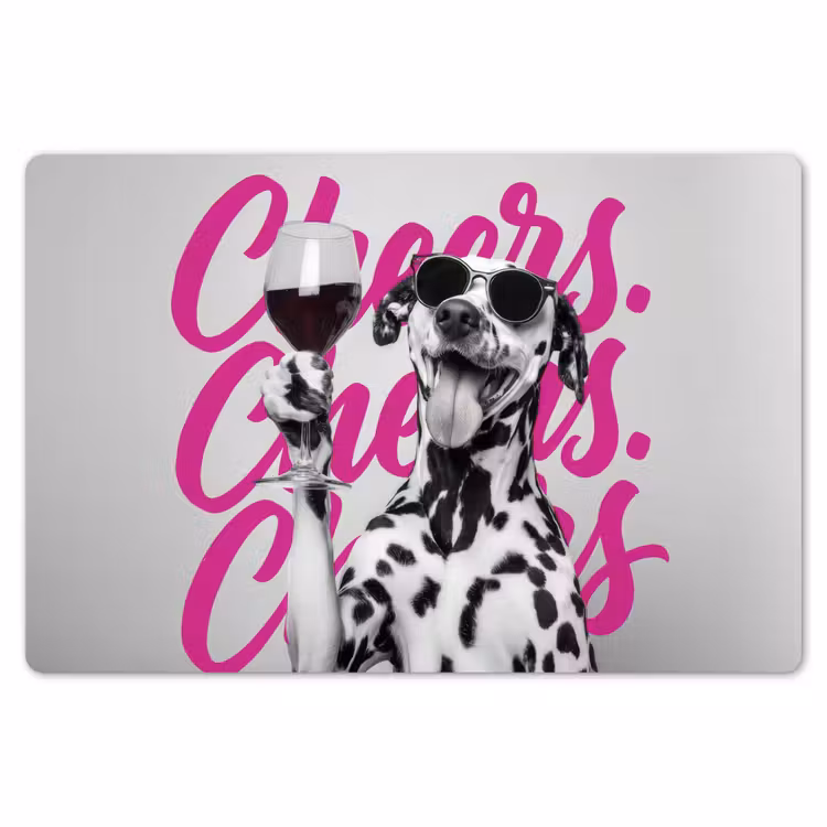Cheers - Hond - Roze - Wijn Placemat vinyl groot -zzsfeer1_Kitchenyeah-website