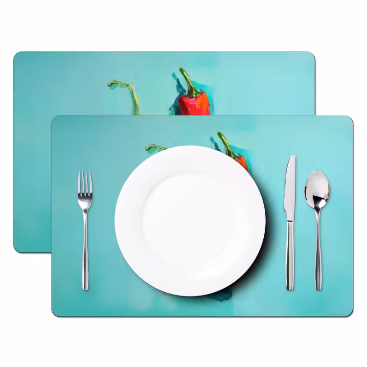 Chilipepers - Geverfd - Rood Placemat vinyl groot -zzsfeer2_Kitchenyeah-website