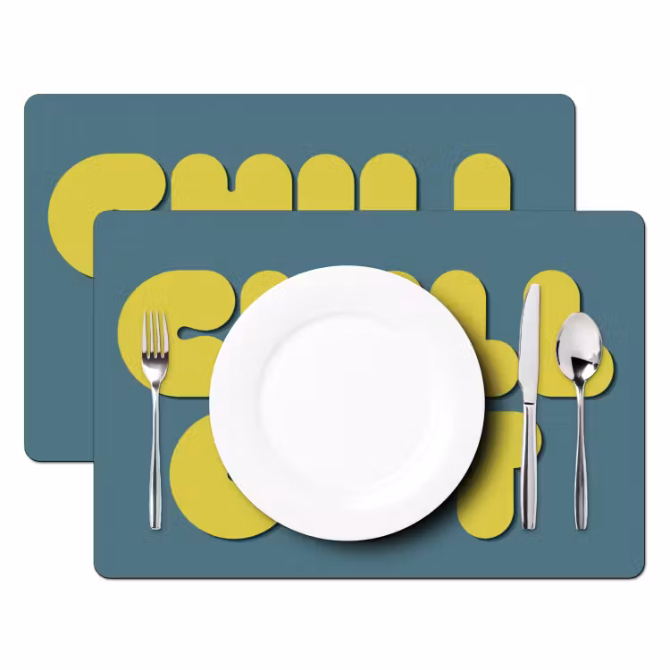 Chill out - Geel - Blauw Placemat vinyl groot -zzsfeer2_Kitchenyeah-website