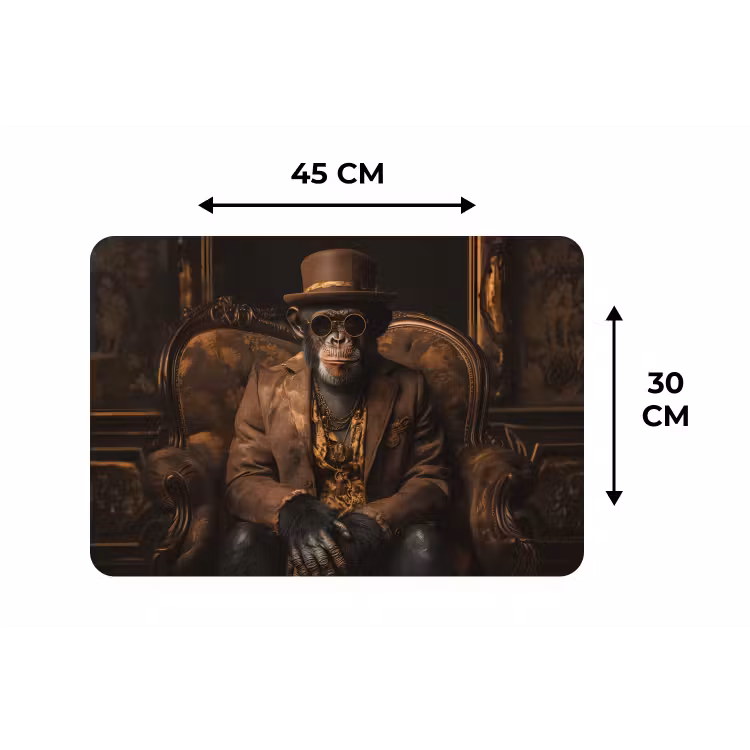 Chimpansee - Stoel - Pak - Bruin Placemat vinyl groot -specs