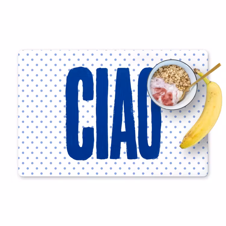 Ciao - Blauw - Stippen Placemat vinyl groot -zzzproduct_Kitchenyeah-website