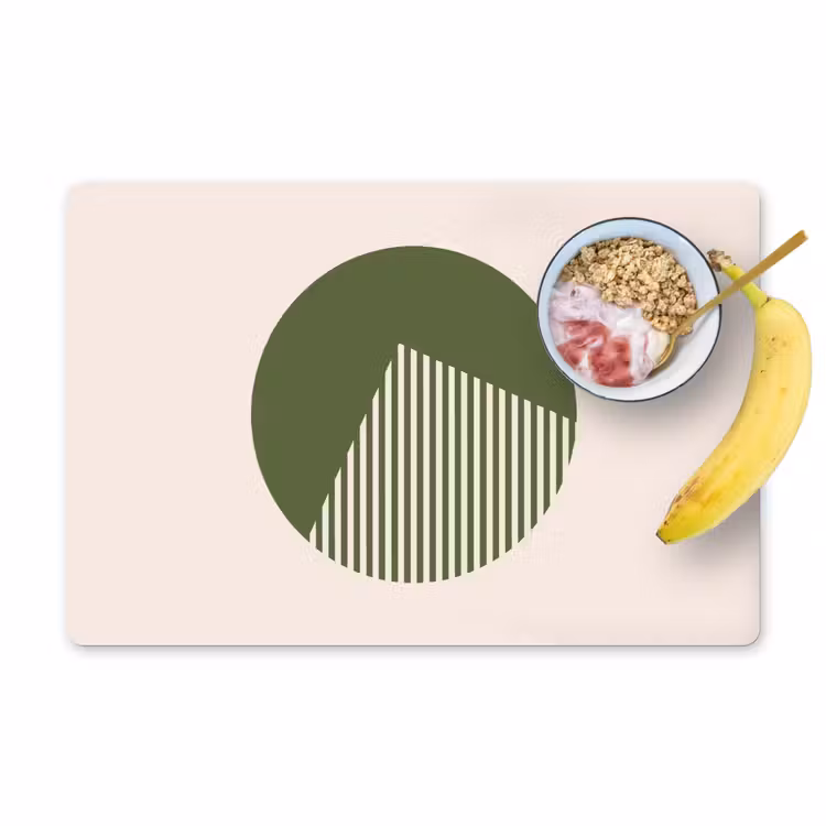 Cirkel - Strepen - Geometrisch - Abstract - Groen Placemat vinyl groot -zzzproduct_Kitchenyeah-website