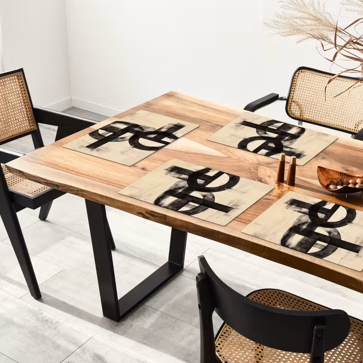 Cirkels - Balken - Zwart - Abstract Placemat vinyl groot -zzsfeer4_Kitchenyeah-website
