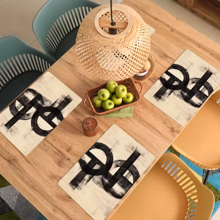 Cirkels - Balken - Zwart - Abstract Placemat vinyl groot -zzsfeer5_Kitchenyeah-website