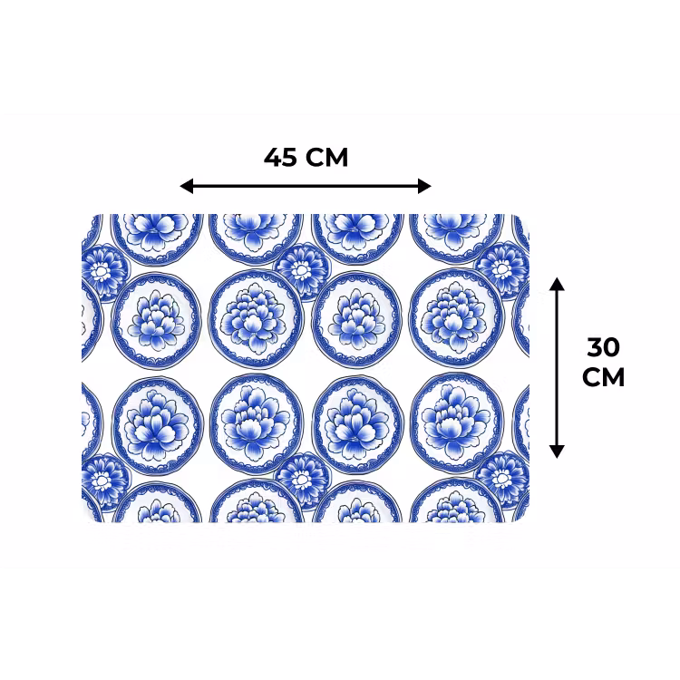 Cirkels - Bloemen - Blauw Placemat vinyl groot 368 -specs