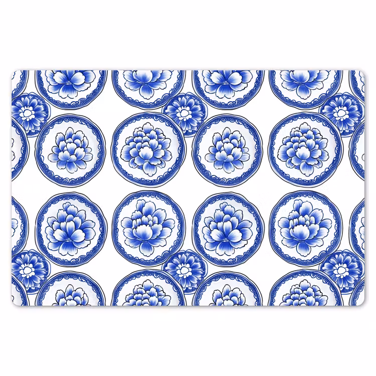 Cirkels - Bloemen - Blauw Placemat vinyl groot 368 -zzsfeer1_Kitchenyeah-website
