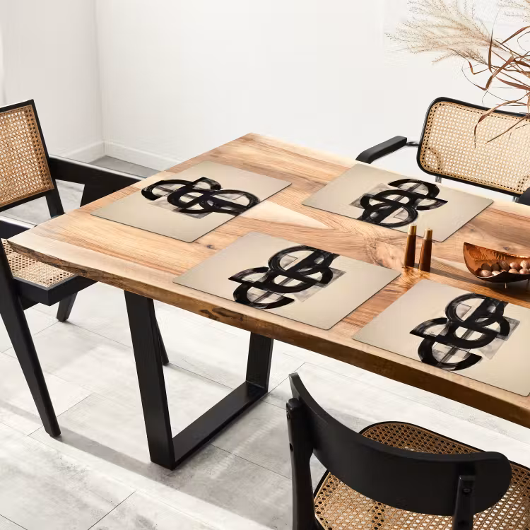 Cirkels - Lijnen - Vormen - Zwart Placemat vinyl groot -zzsfeer4_Kitchenyeah-website