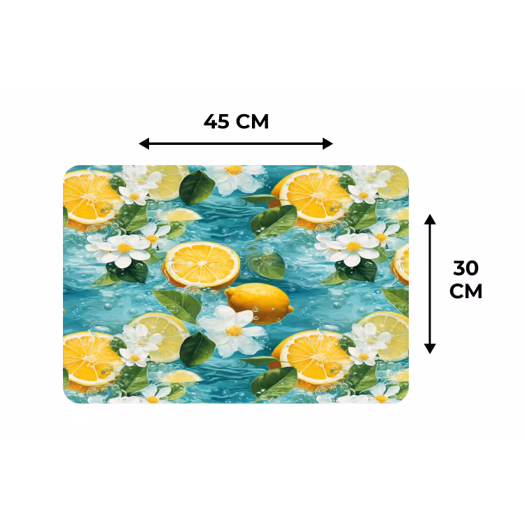 Citroen - Bloemen - Bruisend - Water Placemat vinyl groot 368 -specs