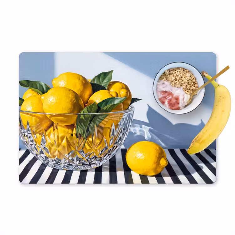 Placemat - 6 stuks - Citroenen - Fruit - Geel - Citroenen - Fruit - Geel Placemat vinyl groot