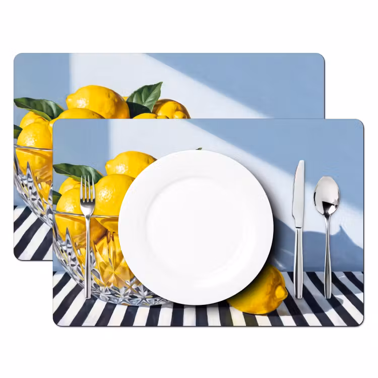 Placemat - 6 stuks - Citroenen - Fruit - Geel - Citroenen - Fruit - Geel Placemat vinyl groot