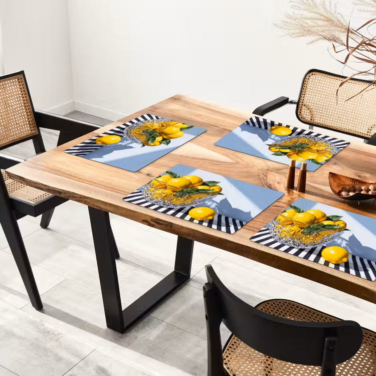 Placemat - 6 stuks - Citroenen - Fruit - Geel - Citroenen - Fruit - Geel Placemat vinyl groot