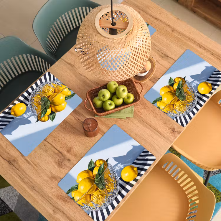 Placemat - 6 stuks - Citroenen - Fruit - Geel - Citroenen - Fruit - Geel Placemat vinyl groot