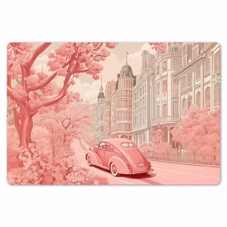 City - Car - Pink Placemat vinyl groot -zzsfeer1_Kitchenyeah-website