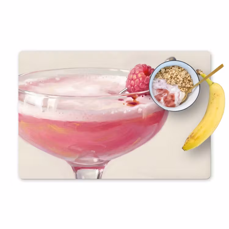 Cocktail - Framboos - Drank - Modern - Roze Placemat vinyl groot -zzzproduct_Kitchenyeah-website