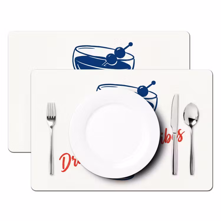 Cocktail - Glas - Illustratie - Blauw - Wit Placemat vinyl groot -zzsfeer2_Kitchenyeah-website