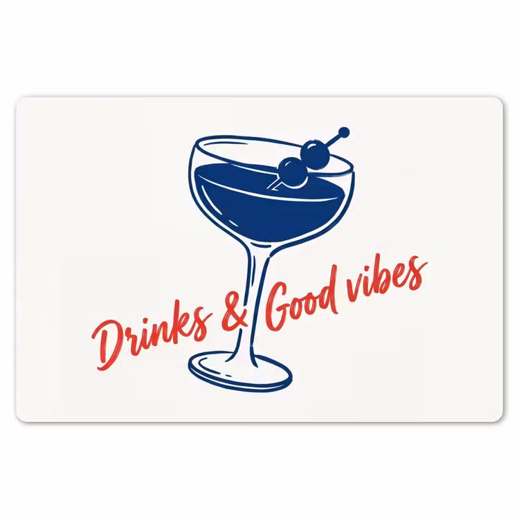 Cocktail - Glas - Illustratie - Blauw - Wit Placemat vinyl groot -zzsfeer1_Kitchenyeah-website