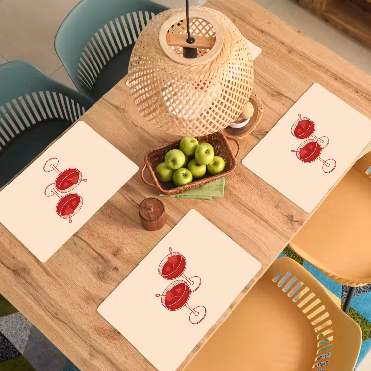 Cocktail - Hartjes - Liefde - Illustratie - Rood Placemat vinyl groot -zzsfeer5_Kitchenyeah-website