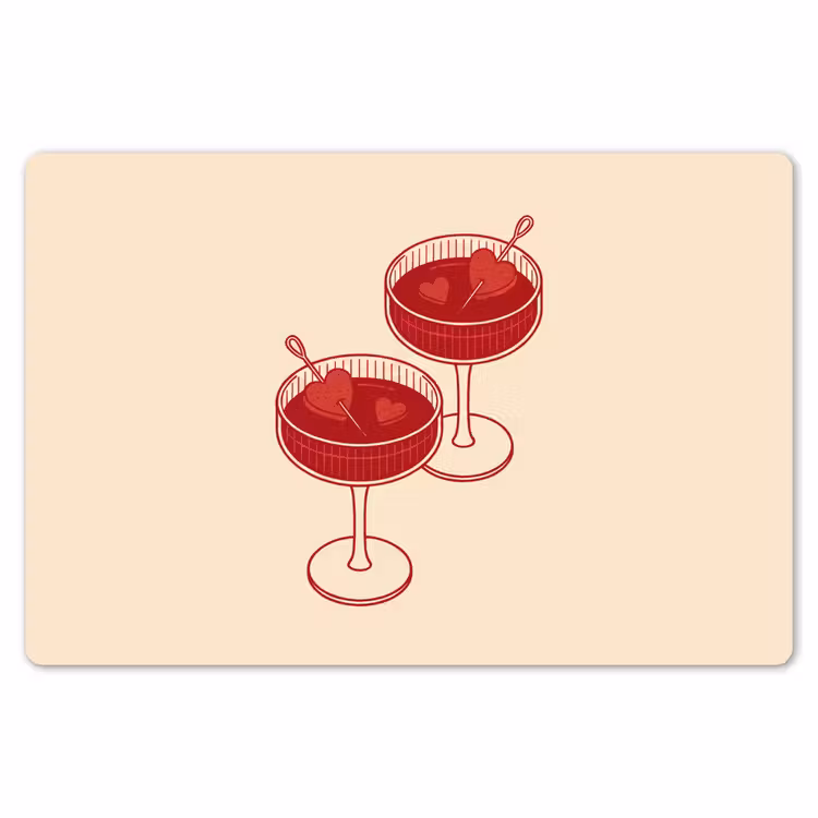 Cocktail - Hartjes - Liefde - Illustratie - Rood Placemat vinyl groot -zzsfeer1_Kitchenyeah-website
