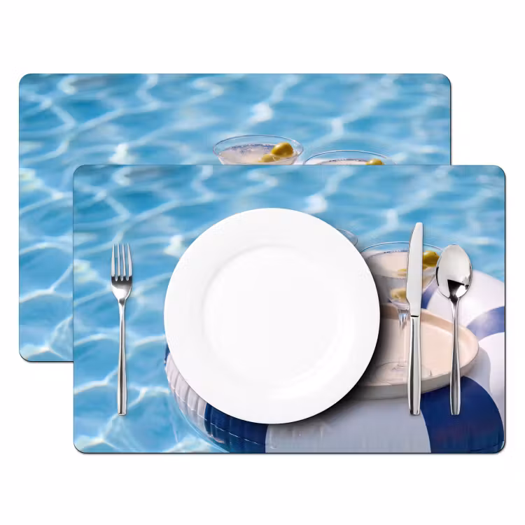 Cocktail - Zwembad - Zomer - Blauw Placemat vinyl groot -zzsfeer2_Kitchenyeah-website