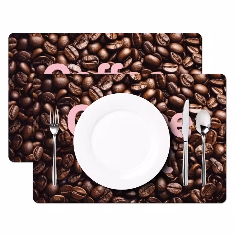 Coffee First - Koffiebonen - Roze Placemat vinyl groot -zzsfeer2_Kitchenyeah-website
